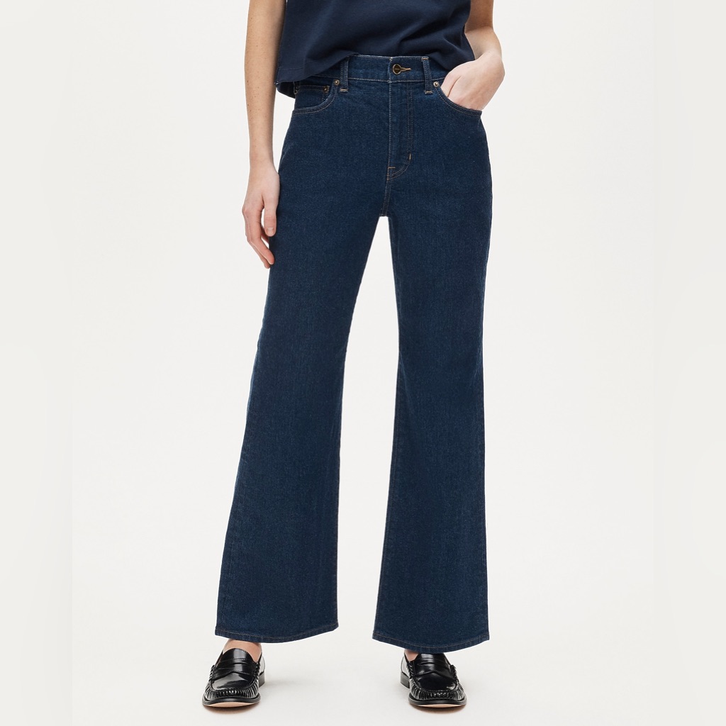 New $148 J. Crew Charley Kickout Cropped Jeans High Rise Dark Wash Size 33